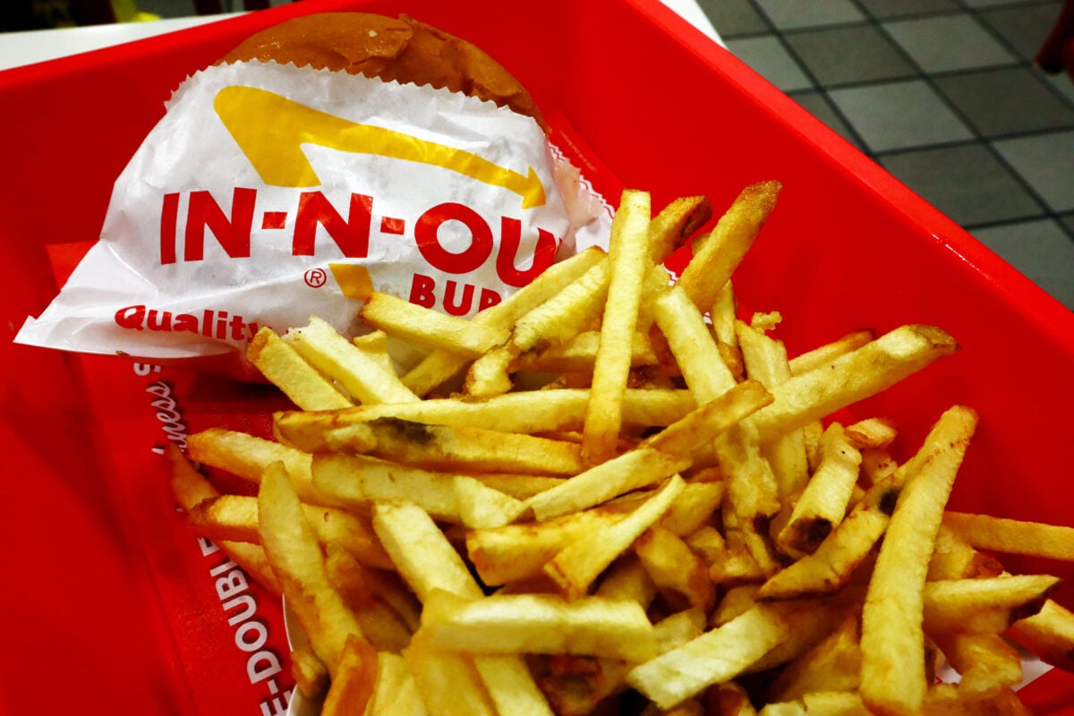 A plate of vegan fries from In-N-Out Burger 