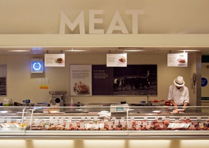 Meat counter in a supermarket, where new ads are targeting young consumers