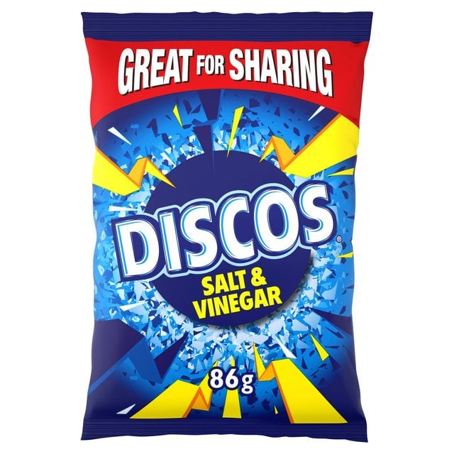Photo shows a packet of salt and vinegar flavored Discos.