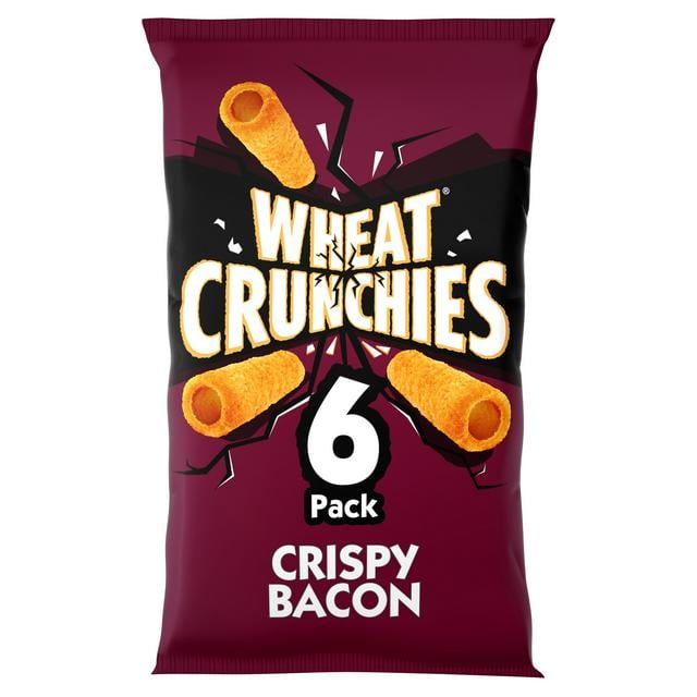 Photo shows a multi-pack of Wheat Crunchies Crispy Bacon flavor crisps, which are vegan.