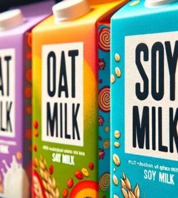 Rows of vegan milk generated by AI