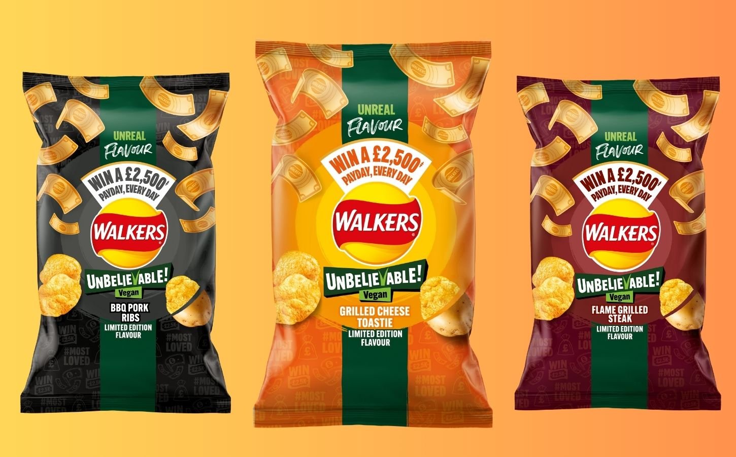 Three new crisps flavors launched by Walkers for Veganuary 2024
