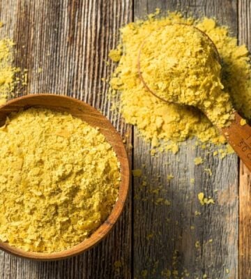 Artistic aerial shot of nutritional yeast