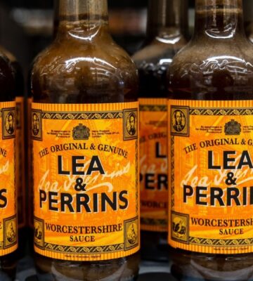 Lea and Perrin Worcestershire sauce bottles