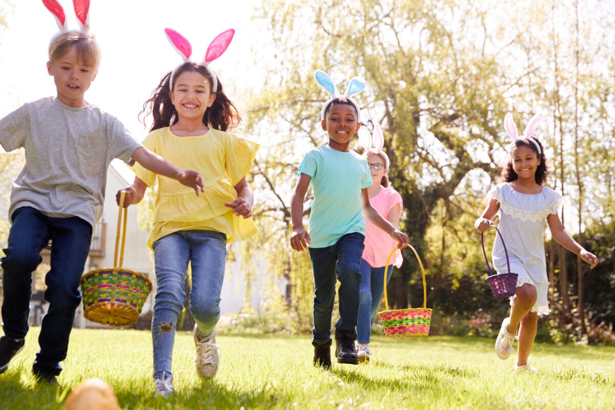 Vegan children on an Easter Egg Hunt