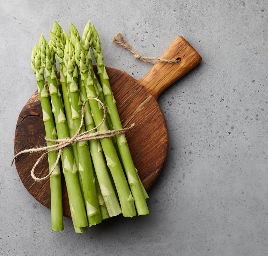 Artistic aerial shot of asparagus
