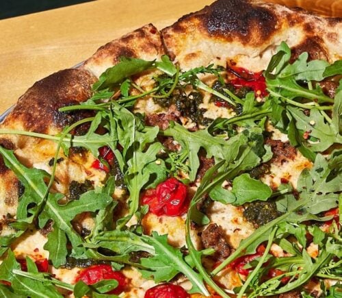 A vegan pizza, which was ranked a best vegan pizza USA