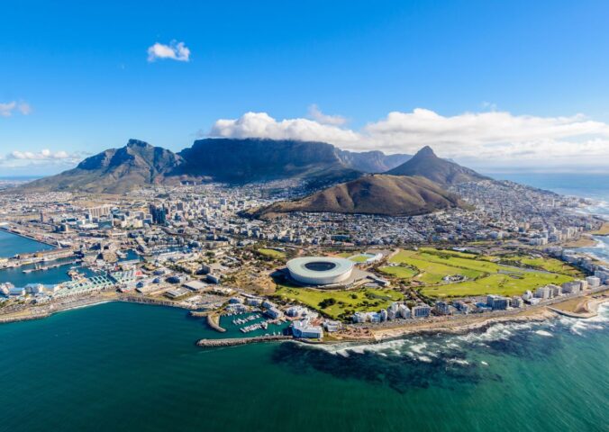 Aerial view of Cape Town, South Africa, where a live export ship is causing a stench