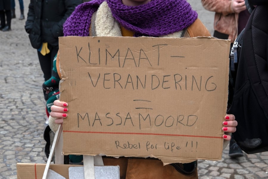Sign held at a climate protest in the Netherlands