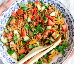 A vegan lentil salad