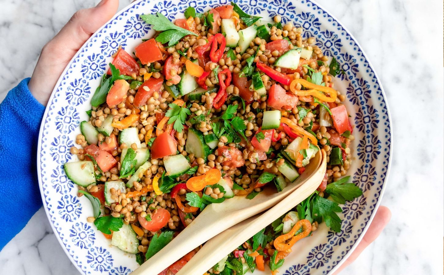 A vegan lentil salad