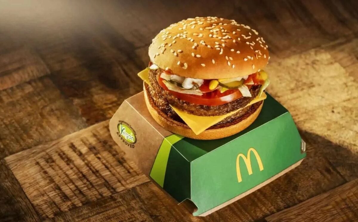 A McDonald's McPlant burger, available on the UK vegan menu
