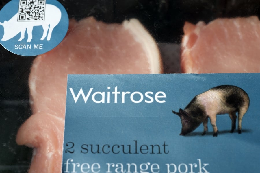 A "pork" product with a picture of a pig