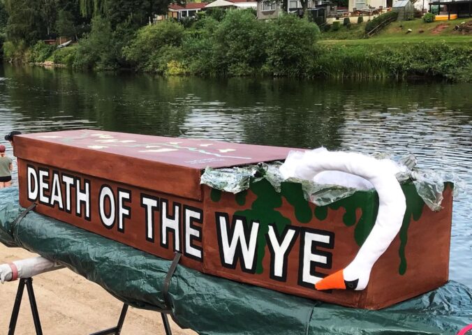 Protestors against pollution in the River Wye