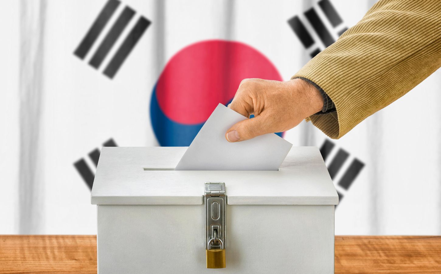 A voter casts their ballot at an election in South Korea, where the main opposition party has vowed to give animals a new legal status