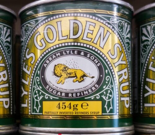 Tate & Lyle's Golden Syrup, featuring the dead lion logo