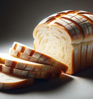 White sliced bread, an ultra-processed food, generated by AI