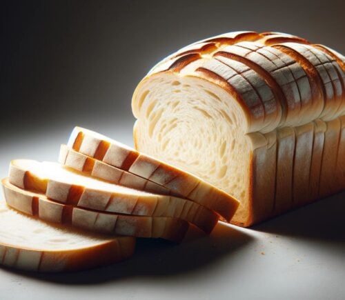 White sliced bread, an ultra-processed food, generated by AI