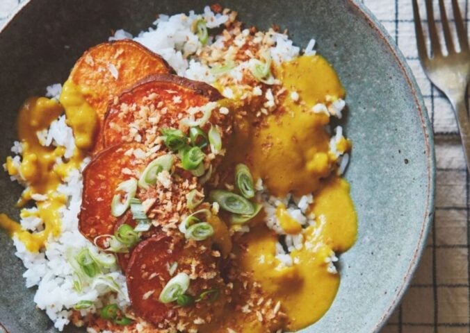 Sweet potato curry, a vegan dinner where vegetables are the main event