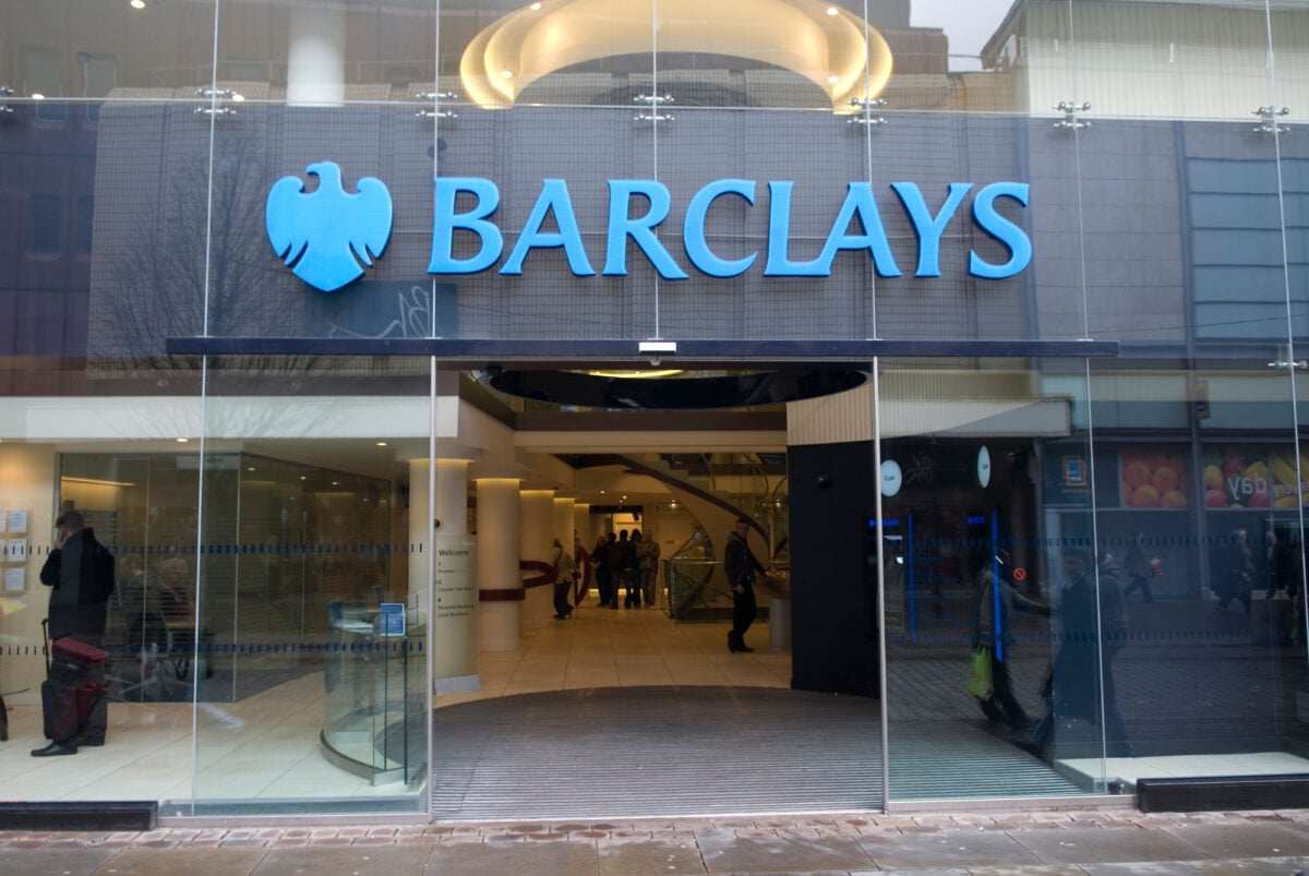 The outside of Barclays bank, which has given billions in funding to animal agriculture