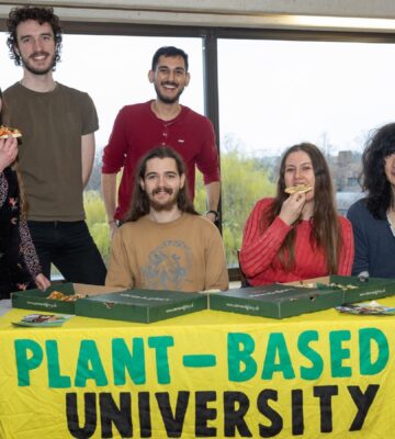 Students at the University of Cambridge, where the Students' Union has voted to serve 100% plant-based food at internal meetings and events