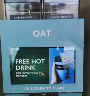 An oat milk coffee machine at a Waitrose UK store