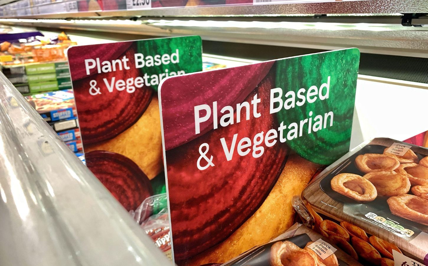 Plant-based and vegetarian section in a supermarket