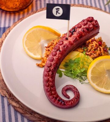 A vegan 3d printed octopus from Revo Foods