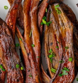 plant-based vegan bacon made out of banana peels and marinated