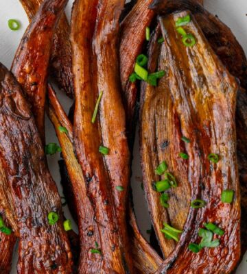 plant-based vegan bacon made out of banana peels and marinated