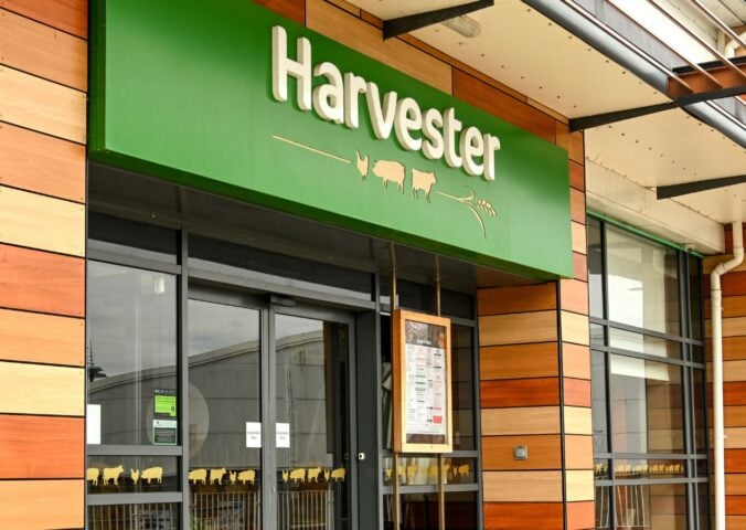The outside of vegan-friendly fast food chain Harvester