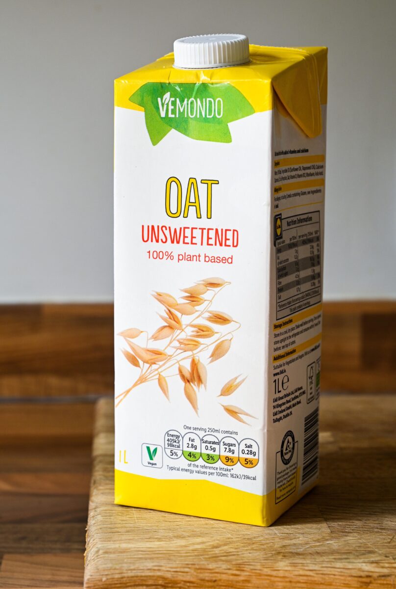 A carton of oat milk from Lidl own-brand line Vemondo