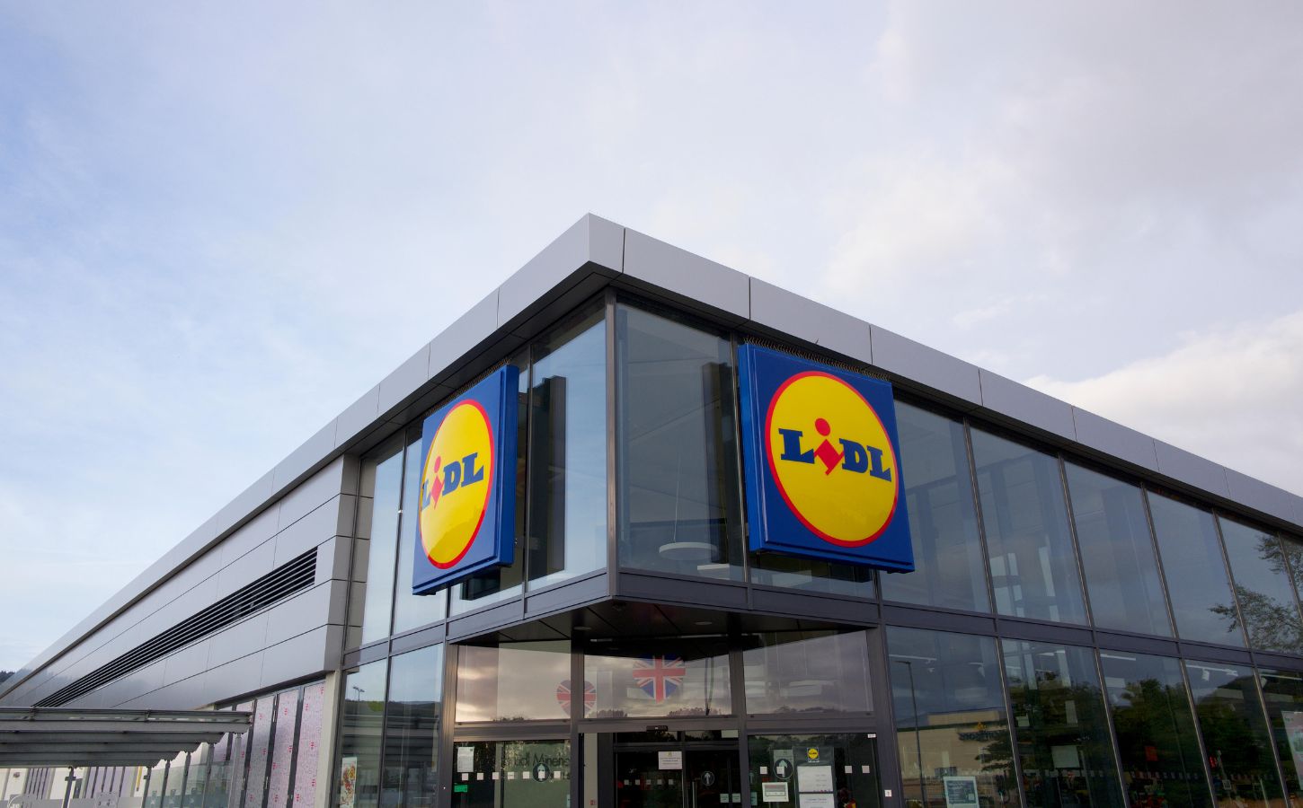 The outside of budget retailer Lidl, which recently lowered the price of its plant-based food products