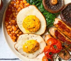 Vegan fried eggs made to an egg-free recipe