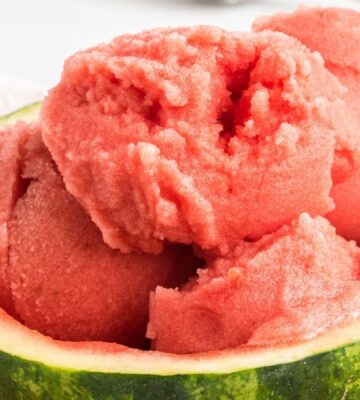 simple vegan two-ingredient gelato made with watermelon and banana for richness