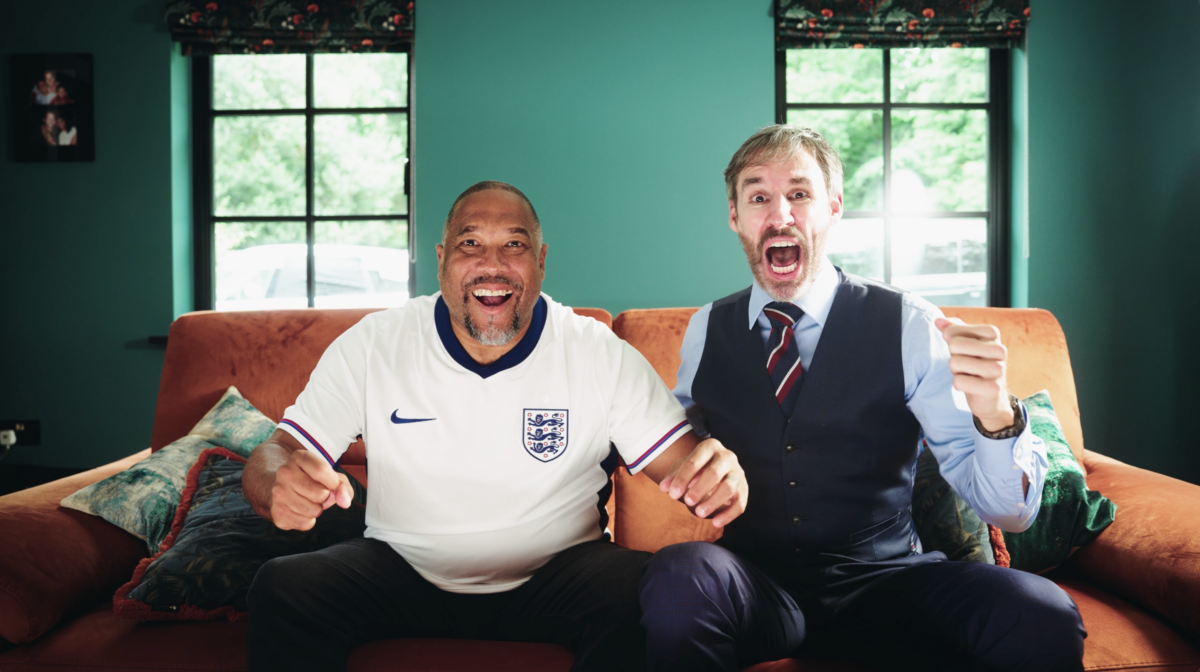 John Barnes and a Gareth Southgate lookalike in the music video for new football song THIS Is The One