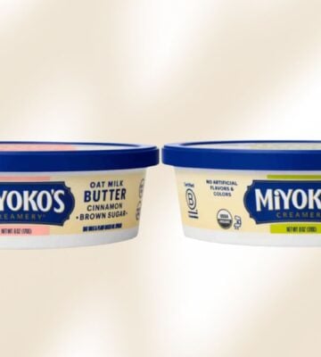 Two product images of Miyoko's Creamery new oat milk butters