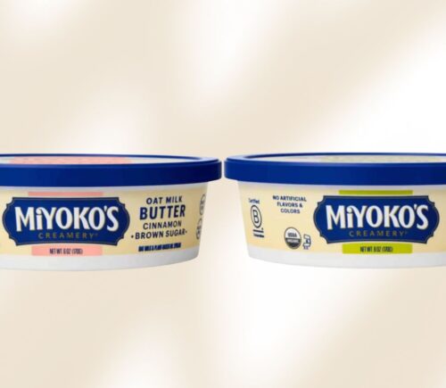 Two product images of Miyoko's Creamery new oat milk butters