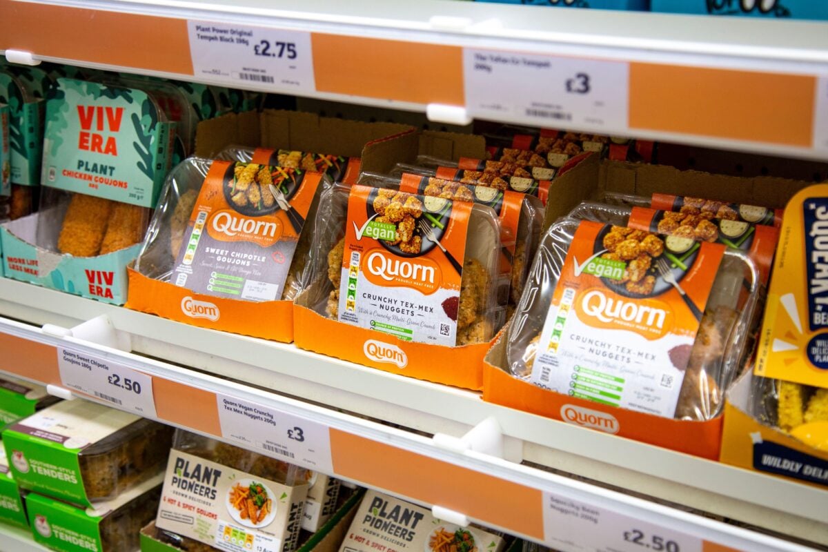 Quorn products on the shelf at a UK supermarket