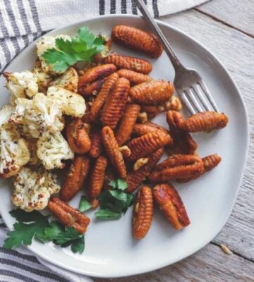 vegan sweet potato gnocchi with cauliflower