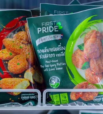 Packs of vegan meat in a supermarket in Thailand