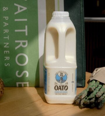 A bottle of fresh oat milk from Waitrose