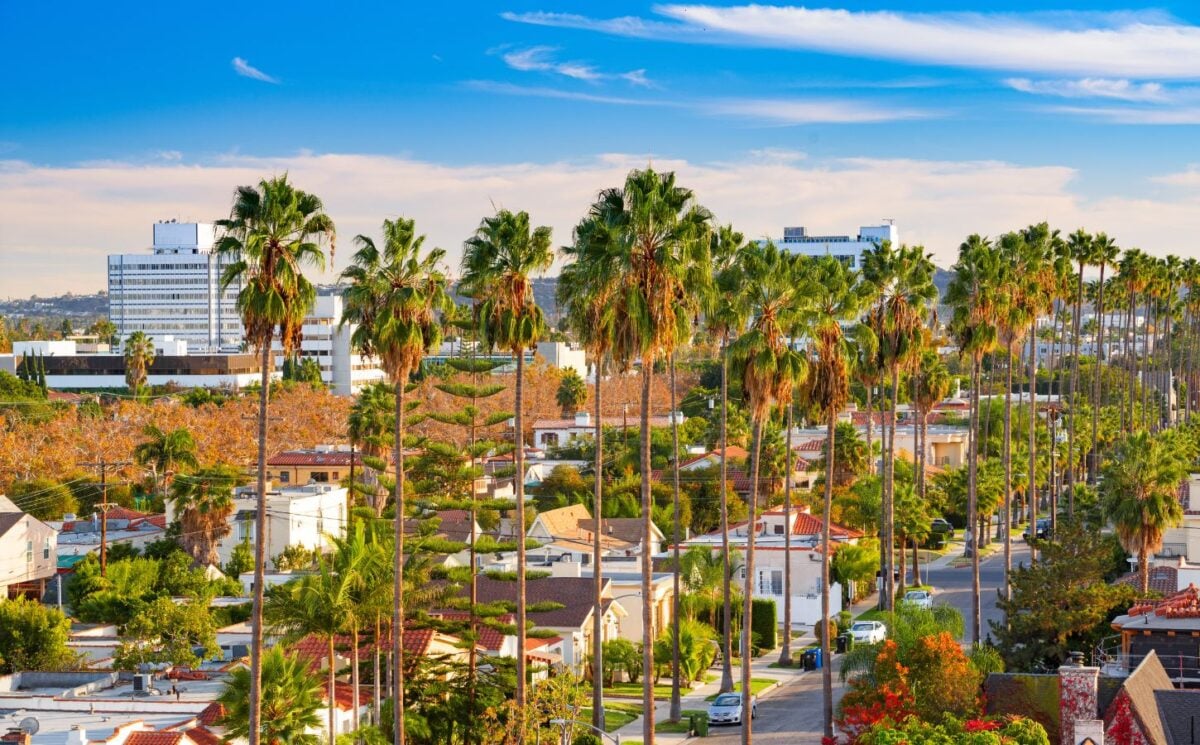 An aerial view of West Hollywood, which has just introduced a plant-based policy