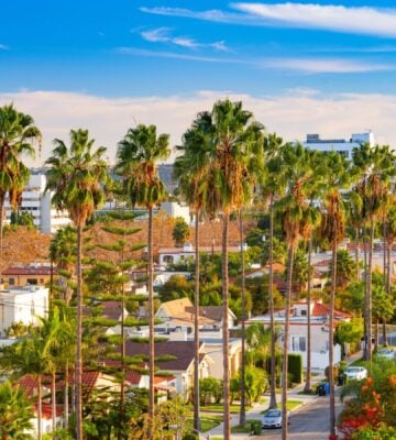 An aerial view of West Hollywood, which has just introduced a plant-based policy