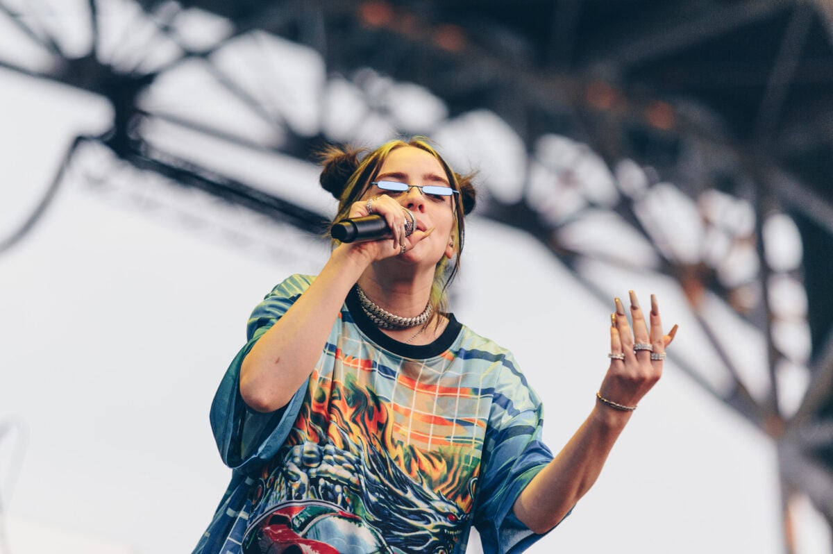 Vegan singer Billie Eilish performing on stage