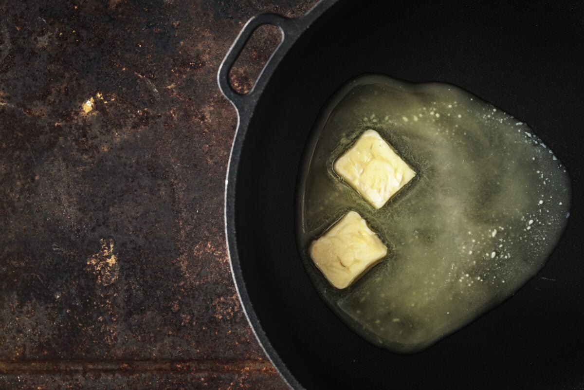 Butter melting in a pan