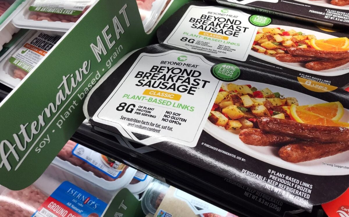 Plant-based Beyond Meat in a supermarket