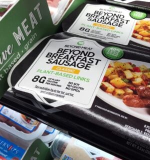 Plant-based Beyond Meat in a supermarket