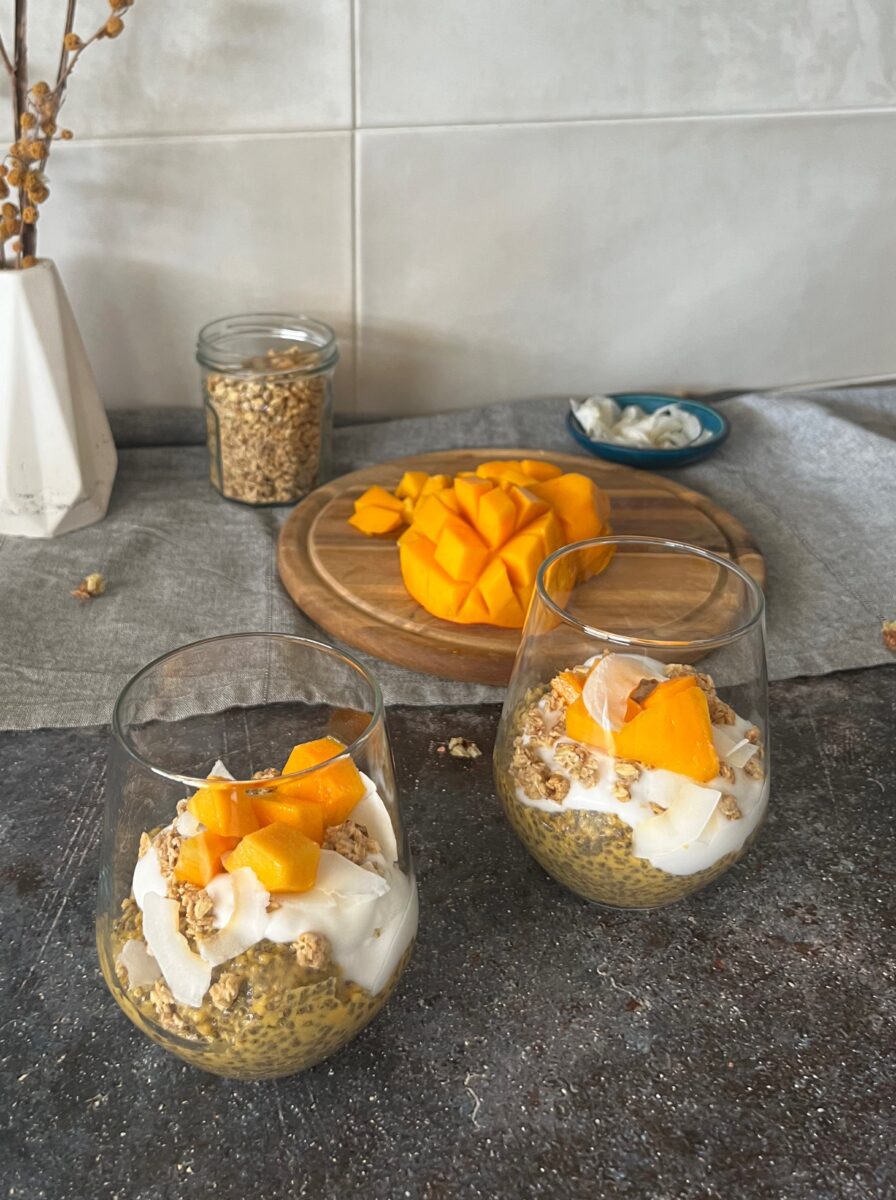 A vegan mango chia pudding