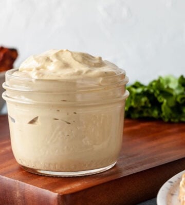 a picture of vegan oil-free mayo made from cashew nuts and seasonings